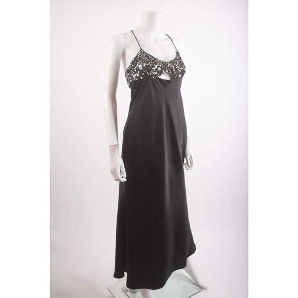 Zara Festive Day Womens Slip Dress Black Sequined Size M Midi 8741/269 NWT - Picture 2 of 6